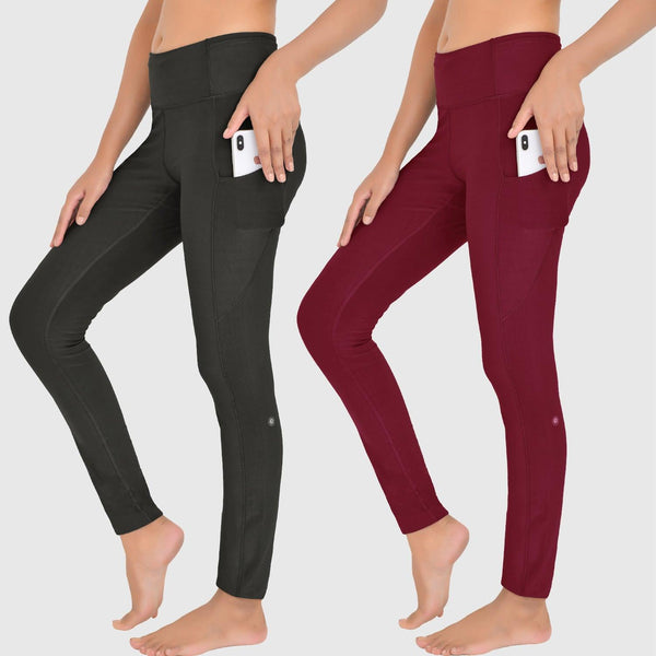 Hoher Taille Leggings | SCHWARZ- KIRSCHE LILA - Full Time Sports Germany 