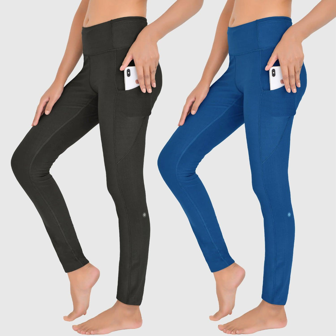 Hoher Taille Leggings | SCHWARZ - TEAL BLAU - Full Time Sports Germany 