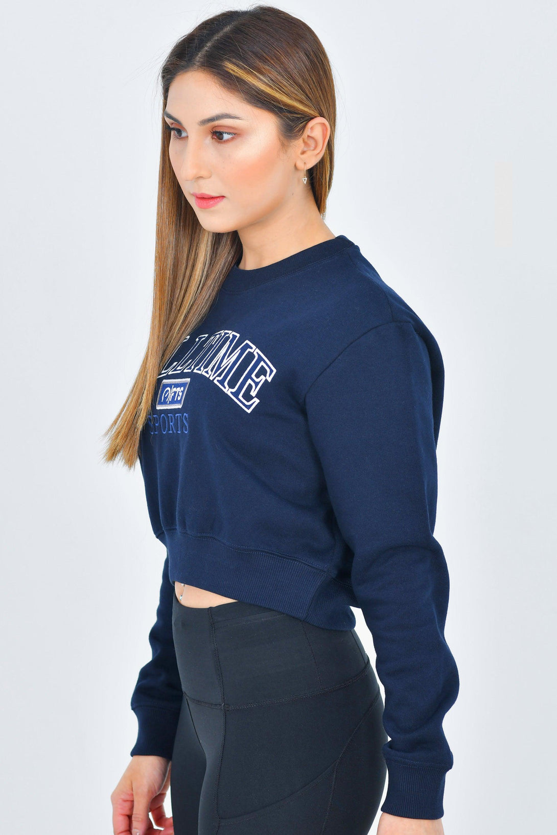 Damen Crop Sweatshirt | NAVY BLAU - Full Time Sports Germany 