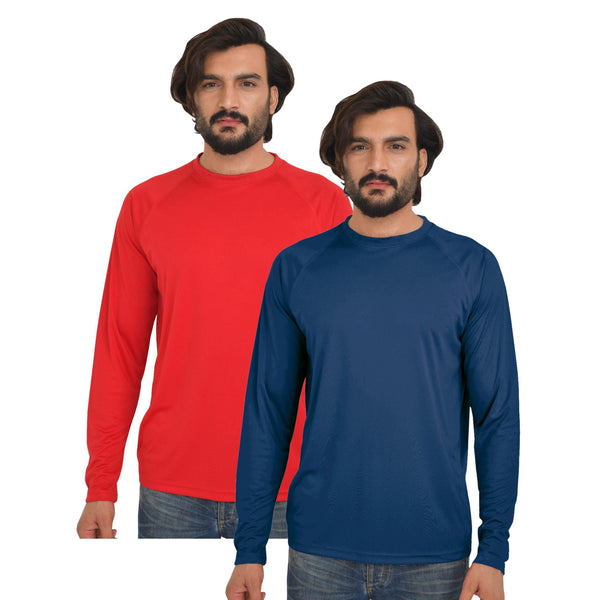 POLYESTER FULL SLEEVE T-SHIRTS | RED - NAVY - Full Time Sports Germany 