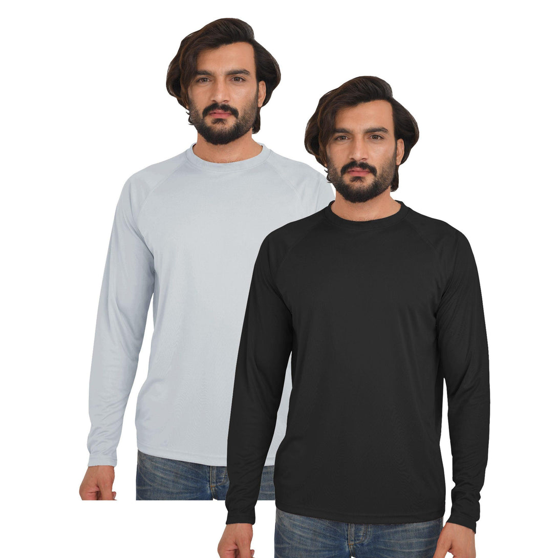 POLYESTER FULL SLEEVE T-SHIRTS | WHITE - BLACK - Full Time Sports Germany 